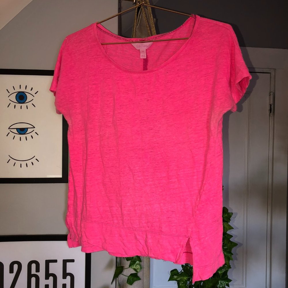 Lilly Pulitzer Pink Scoop Neck T Shirt XS
